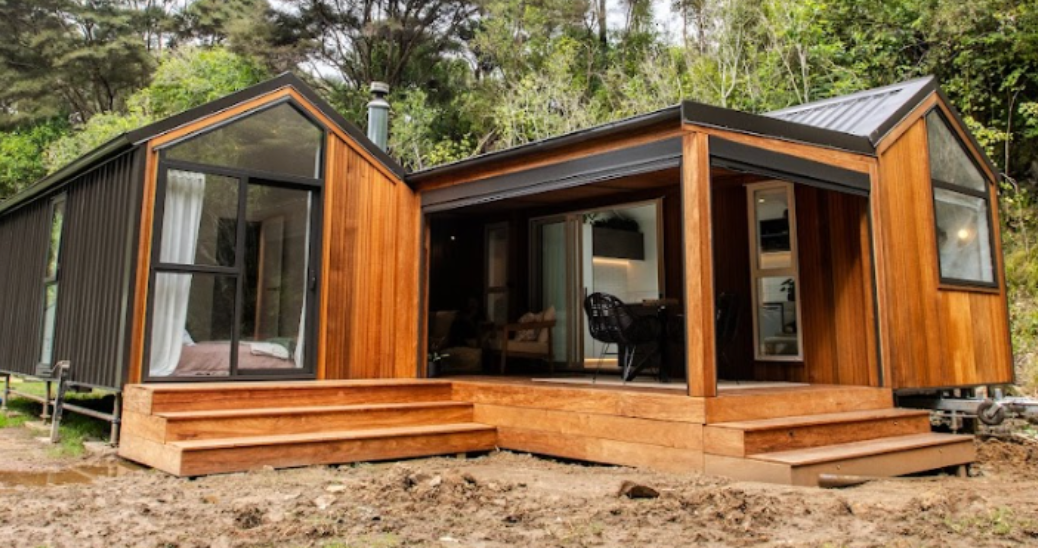 two tiny homes connected by breezeway